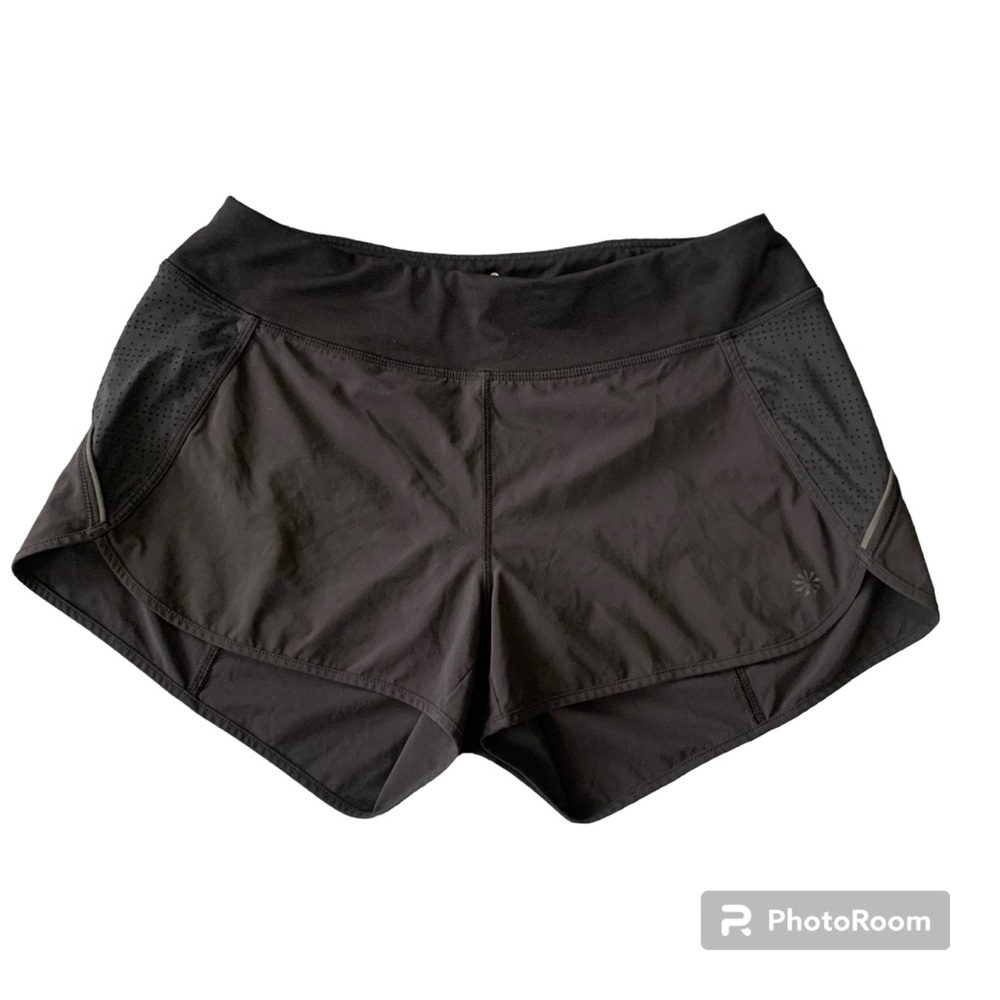 Athleta Black Running Shorts 2.5" Inseam Stretch Waist Lined size Small